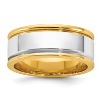 14K Two-Tone Y W 8mm Step Up Beveled Wedding Band view 1