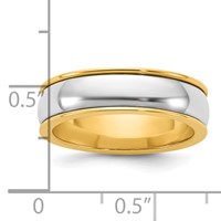 14K Two-Tone Y W 6mm Half Round Wedding Band view 4