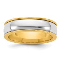 14K Two-Tone Y W 6mm Half Round Wedding Band view 1