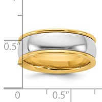 14K Two-Tone Y W 7mm Half Round Wedding Band view 4