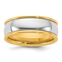 14K Two-Tone Y W 7mm Half Round Wedding Band view 1