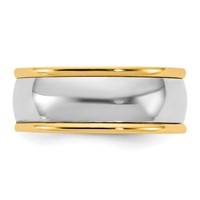 14K Two-Tone Y W 8mm Half Round Wedding Band view 3