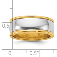14K Two-Tone Y W 8mm Half Round Wedding Band view 4