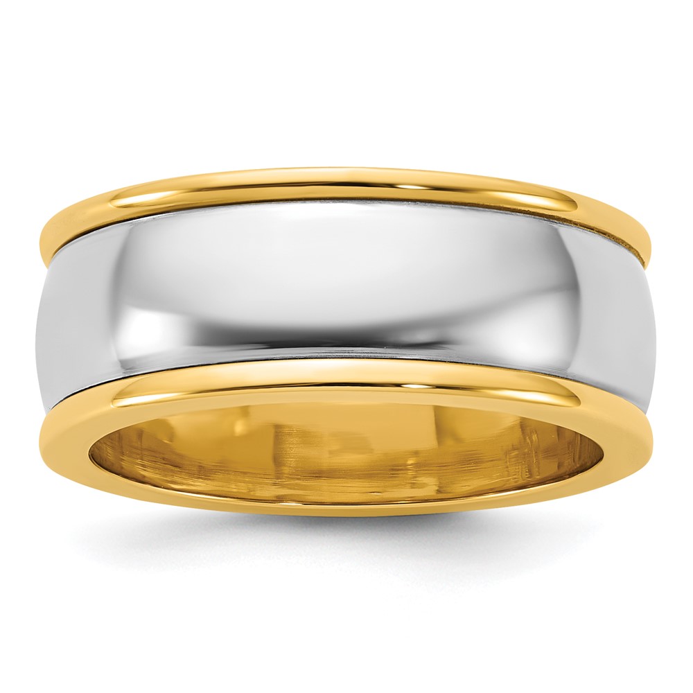 14K Two-Tone Y W 8mm Half Round Wedding Band