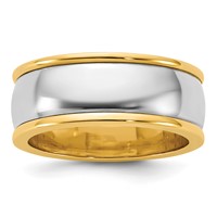 14K Two-Tone Y W 8mm Half Round Wedding Band view 1