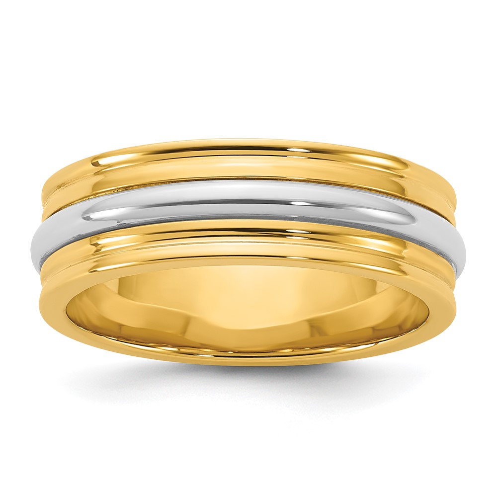 14K Two-Tone Y W 6mm Single Banded Wedding Band