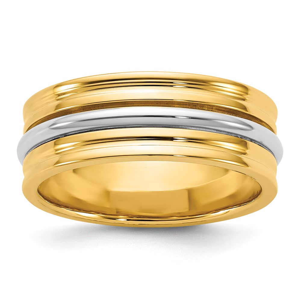 14K Two-Tone Y W 7mm Single Banded Wedding Band