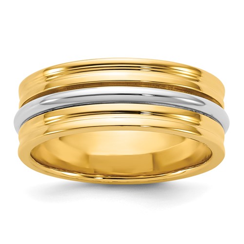 14K Two-Tone Y W 7mm Single Banded Wedding Band, Size 7