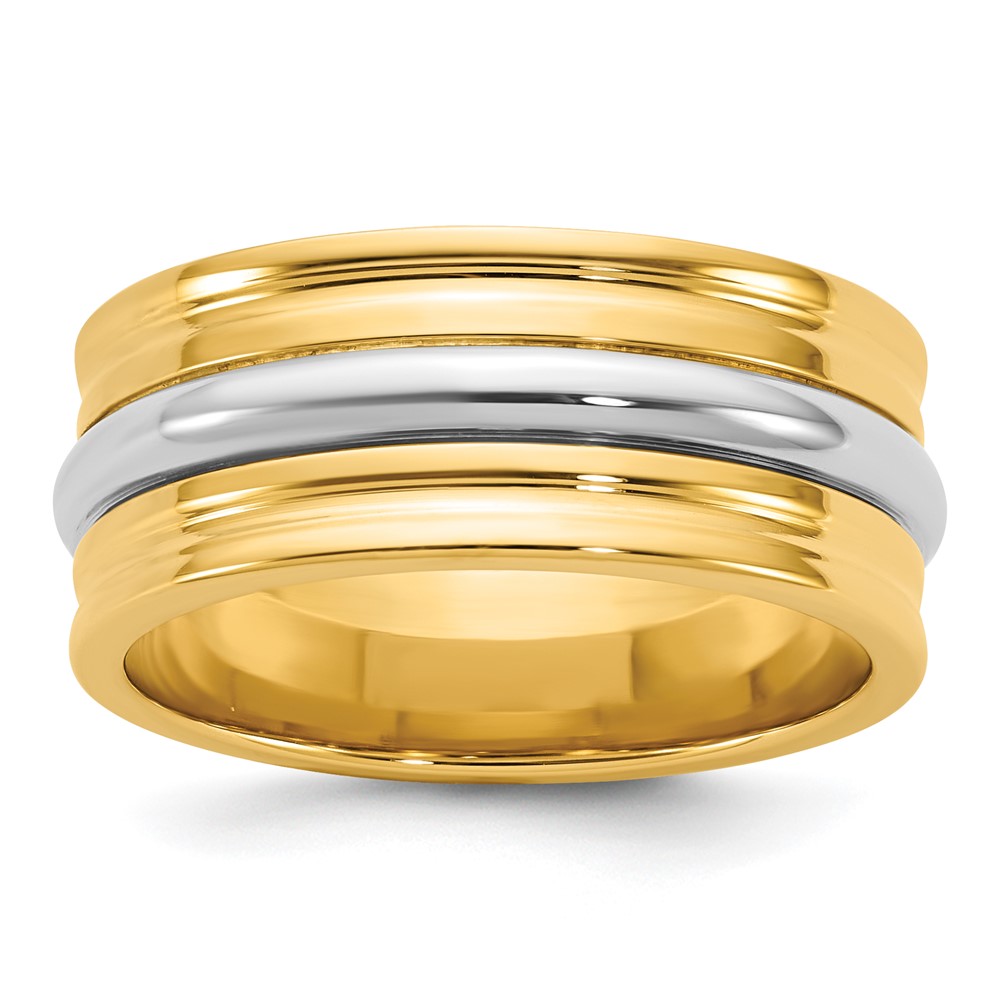 14K Two-Tone Y W 8mm Single Banded Wedding Band