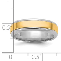 14K Two-Tone Band with Y 6mm Beveled Edge Wedding view 4