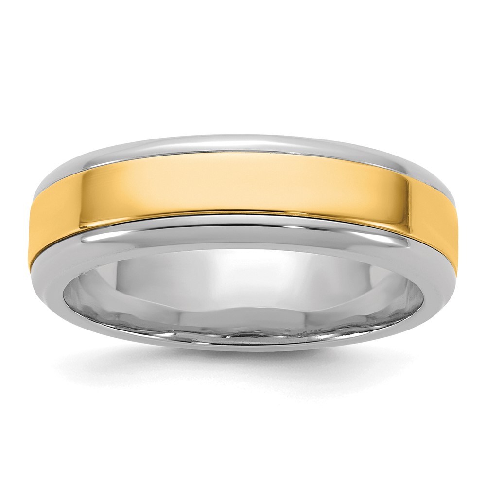 14K Two-Tone Band with Y 6mm Beveled Edge Wedding