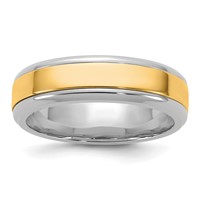 14K Two-Tone Band with Y 6mm Beveled Edge Wedding view 1