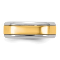 14K Two-Tone Band with Y 7mm Beveled Edge Wedding view 3