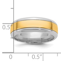 14K Two-Tone Band with Y 7mm Beveled Edge Wedding view 4