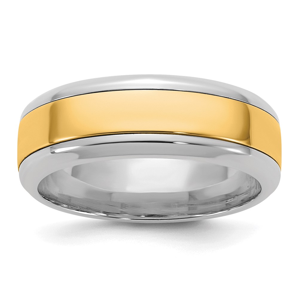 14K Two-Tone Band with Y 7mm Beveled Edge Wedding