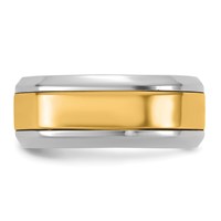 14K Two-Tone Band with Y 8mm Beveled Edge Wedding view 3