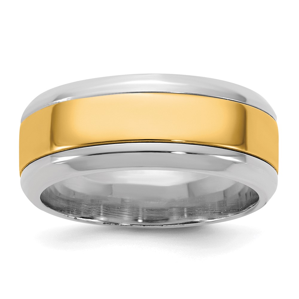 14K Two-Tone Band with Y 8mm Beveled Edge Wedding