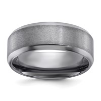 Chisel Tantalum Brushed and Polished 8mm Beveled Edge Band view 1