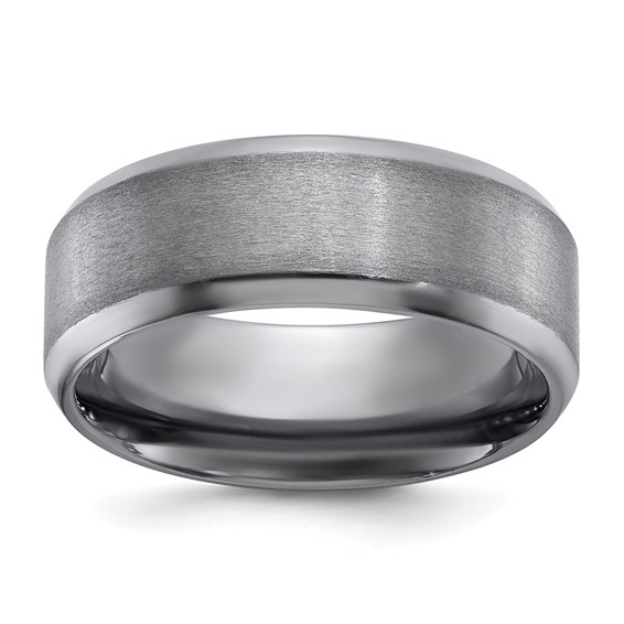 Chisel Tantalum Brushed and Polished 8mm Beveled Edge Band