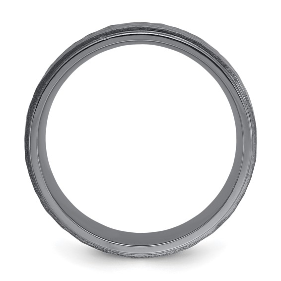 Chisel Tantalum Brushed and Polished Hammered Center 8mm Beveled Edge Band