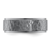 Chisel Tantalum Brushed and Polished Hammered Center 8mm Beveled Edge Band view 3
