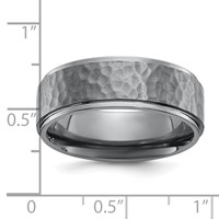 Chisel Tantalum Brushed and Polished Hammered Center 8mm Beveled Edge Band view 4