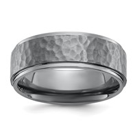 Chisel Tantalum Brushed and Polished Hammered Center 8mm Beveled Edge Band view 1