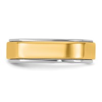14K Two-Tone Band with Y 6mm Step Edge Wedding view 3