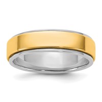 14K Two-Tone Band with Y 6mm Step Edge Wedding view 1