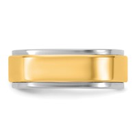 14K Two-Tone Band with Y 7mm Step Edge Wedding view 3