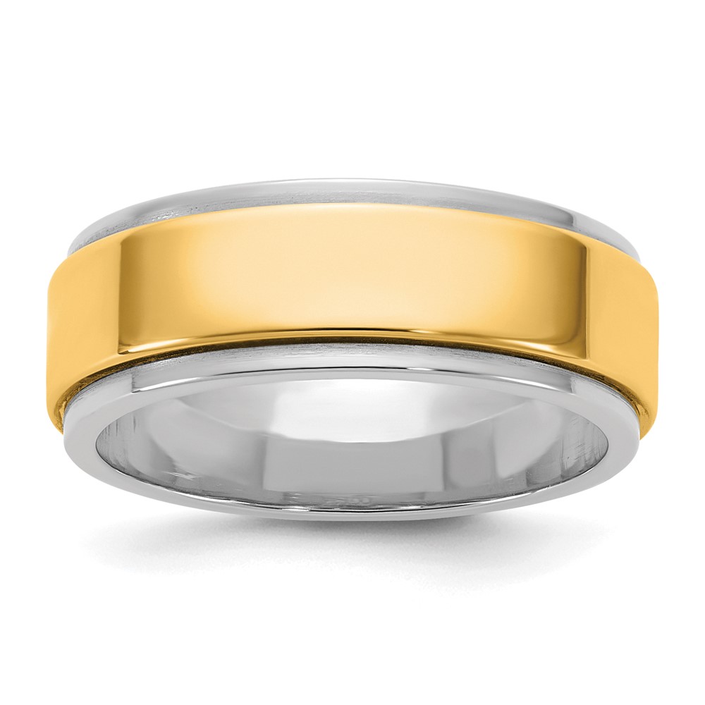 14K Two-Tone Band with Y 7mm Step Edge Wedding