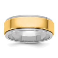 14K Two-Tone Band with Y 7mm Step Edge Wedding view 1