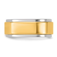 14K Two-Tone Band with Y 8mm Step Edge Wedding view 3