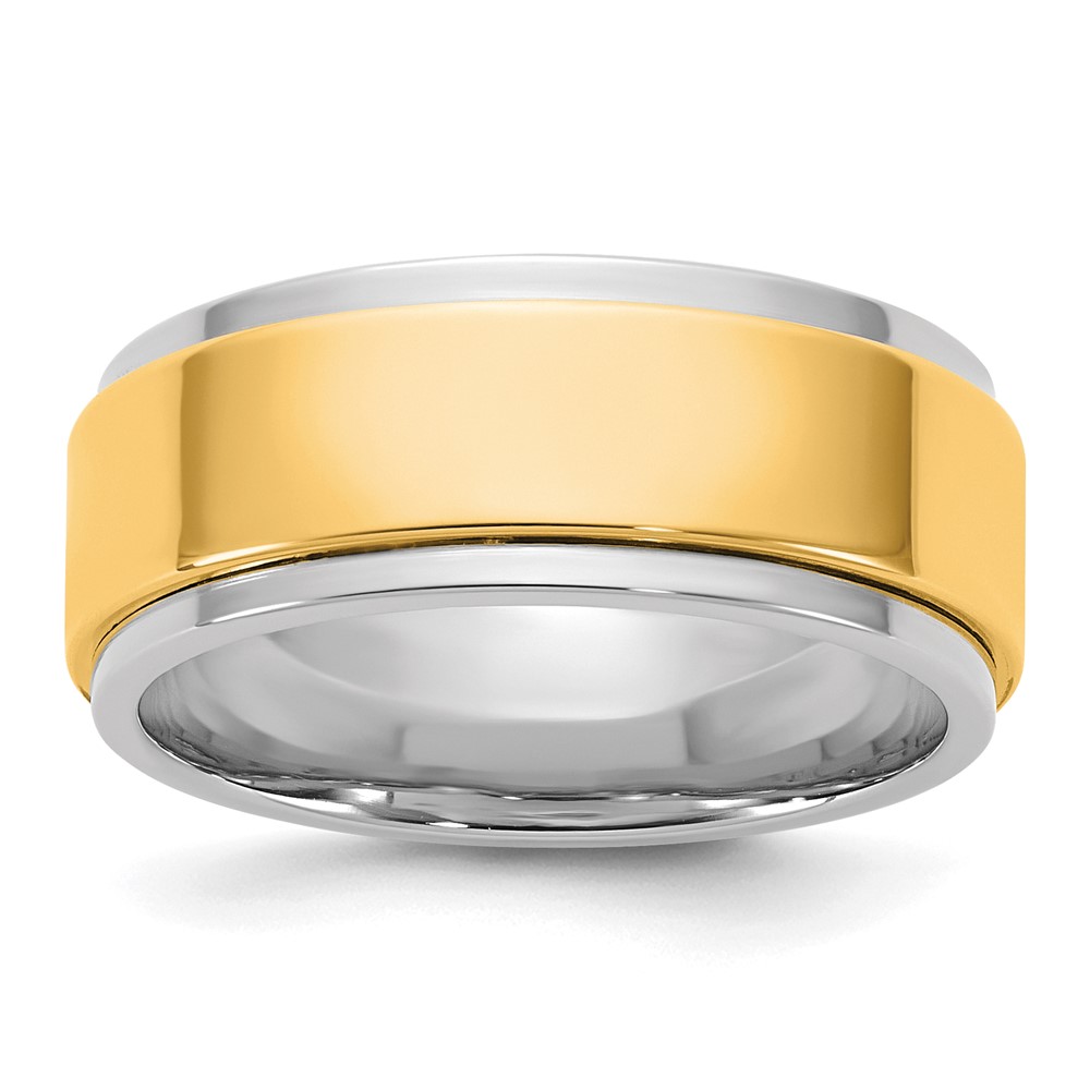 14K Two-Tone Band with Y 8mm Step Edge Wedding