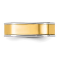 14K Two-Tone Band with Y 6mm Step Up Flat Edge Wedding view 3
