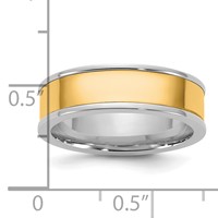 14K Two-Tone Band with Y 6mm Step Up Flat Edge Wedding view 4
