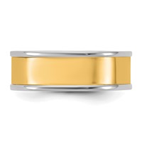 14K Two-Tone Band with Y 7mm Step Up Flat Edge Wedding view 3