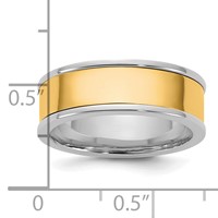 14K Two-Tone Band with Y 7mm Step Up Flat Edge Wedding view 4