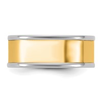 14K Two-Tone Band with Y 8mm Step Up Flat Edge Wedding view 3