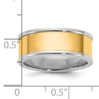 14K Two-Tone Band with Y 8mm Step Up Flat Edge Wedding view 4