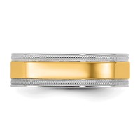 14K Two-Tone Band with Y 6mm Milgrain Wedding - Size 7 view 3