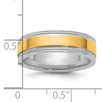 14K Two-Tone Band with Y 6mm Milgrain Wedding - Size 7 view 4
