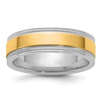 14K Two-Tone Band with Y 6mm Milgrain Wedding - Size 7 view 1