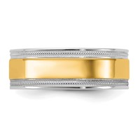 14K Two-Tone Band with Y 7mm Milgrain Wedding view 3