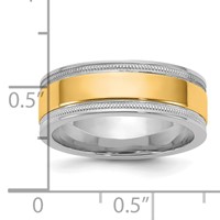 14K Two-Tone Band with Y 7mm Milgrain Wedding view 4