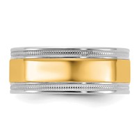 14K Two-Tone Band with Y 8mm Milgrain Wedding view 3