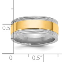 14K Two-Tone Band with Y 8mm Milgrain Wedding view 4