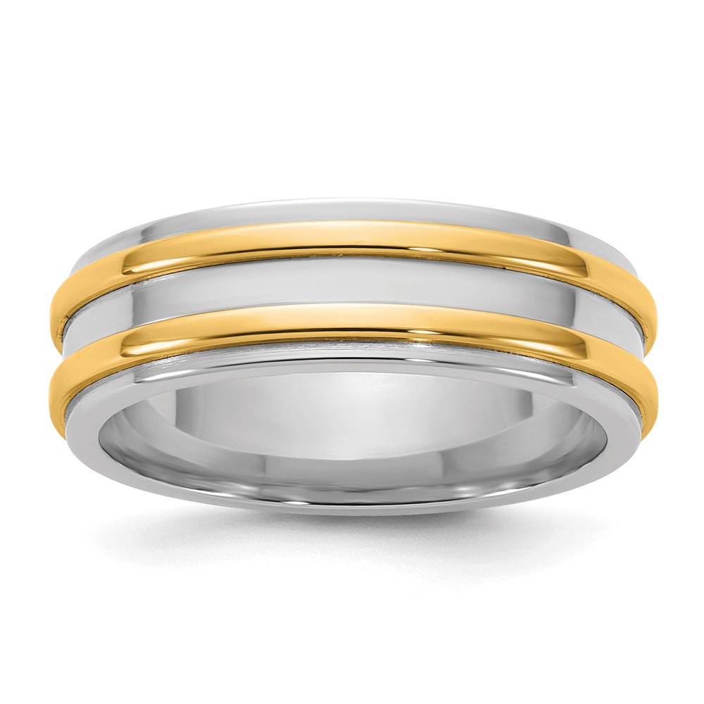 14K Two-Tone Band with Y 6mm Double Banded Wedding