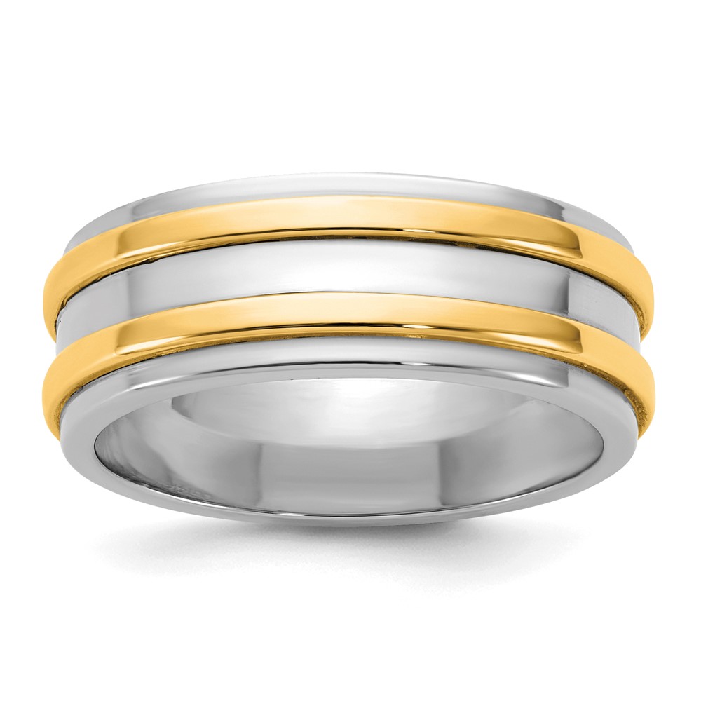 14K Two-Tone Band with Y 7mm Double Banded Wedding