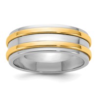 14K Two-Tone Band with Y 7mm Double Banded Wedding view 1